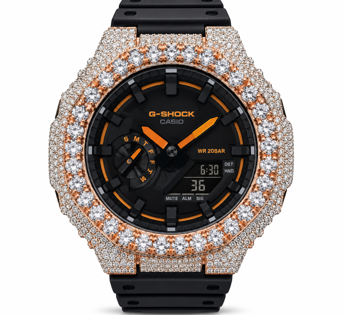 925 AM Moissanite Flooded G-Shock GA-2100 Watch