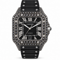 925 AM Moissanite Flooded Cartier Santos Watch