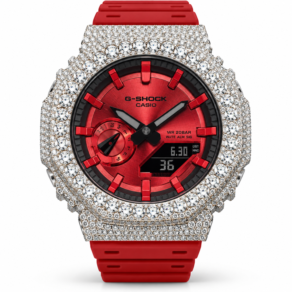 925 AM Moissanite Flooded G-Shock GA-2100 Watch